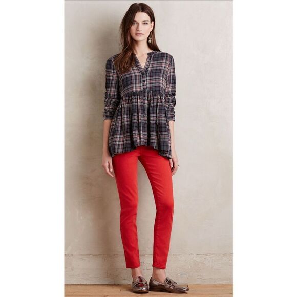 Adriano Goldschmied Jeans Womens Size 25R Red The Stevie Slim Straight Ankle - Picture 1 of 12
